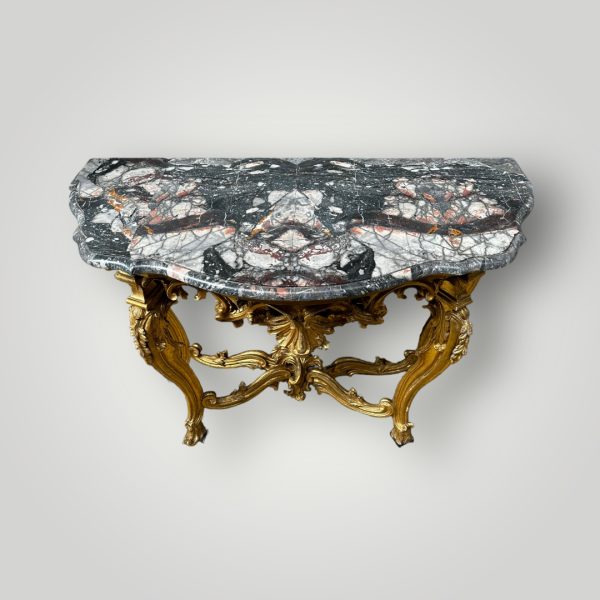 Exclusieve console-tafel in Marmer en Hout 11 - Afbeelding 2